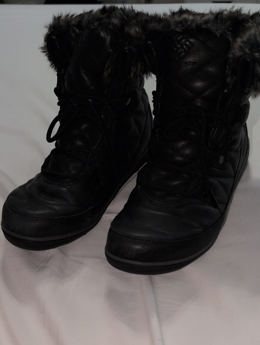 Columbia Omni-Grip Black Faux-Fur Winter Boots Used SZ 9.5